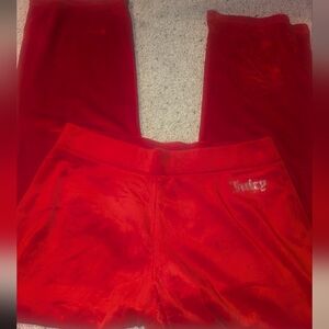 Juicy Couture Red Velour Pants with Rhinestone Logo NEW MEDIUM M $88